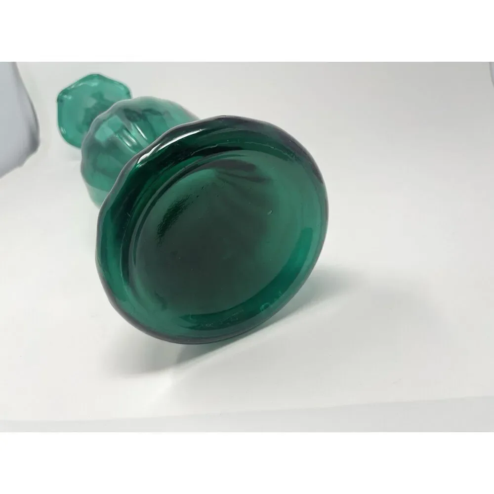 Empoli Fiorentina Glass Vintage MCM Green Turquoise Swung Floor Vase 19” Italian